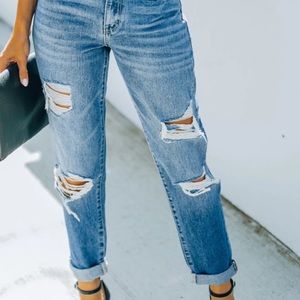 High rise distressed denim by Vici